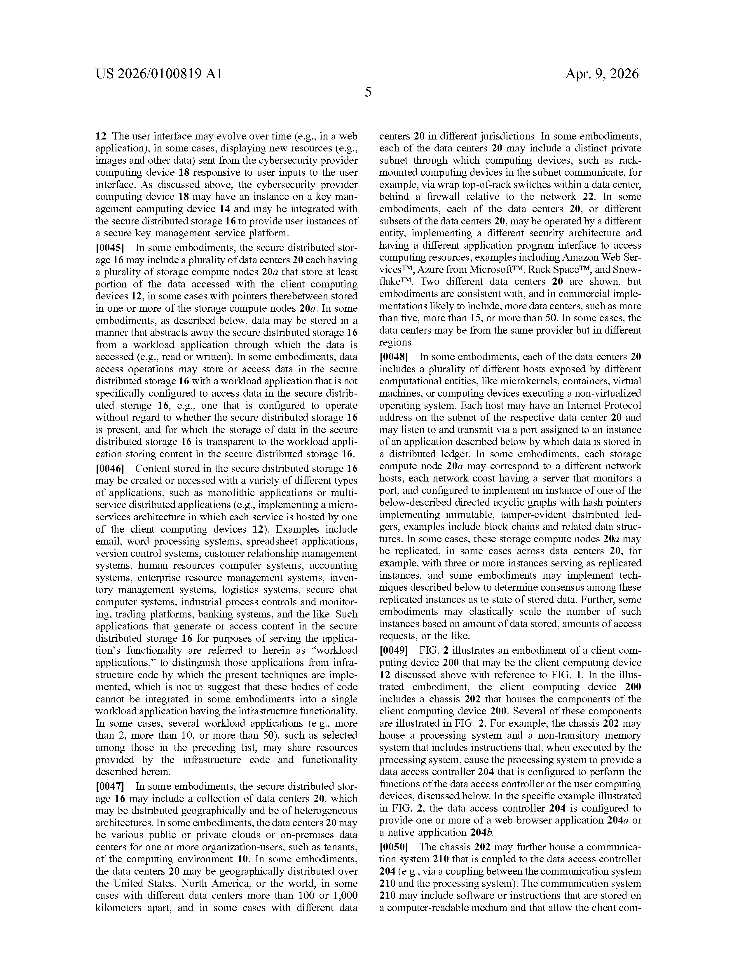 US Patent Application Publication US 2026/0100819 A1 page 18